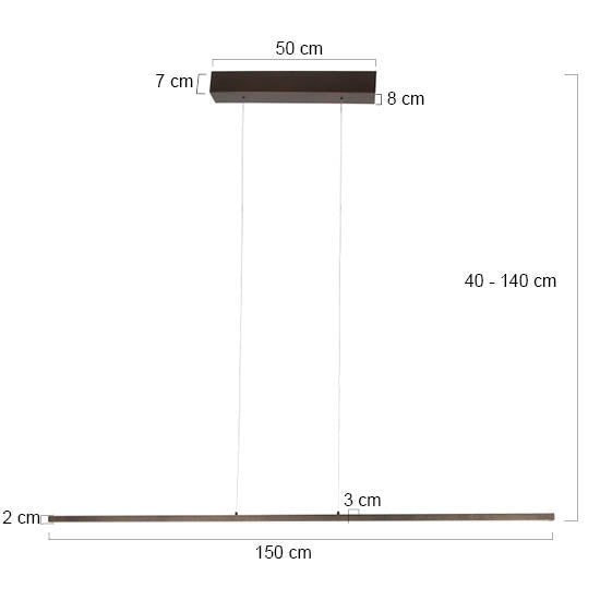 Hanglamp Bande 3995CA cacao - warm bruine hanglamp 150cm breed met cable lift