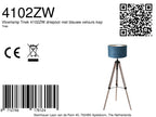 Vloerlamp Triek 4102ZW met blauwe velours kap Ø40 cm