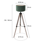 Vloerlamp Triek 4104ZW driepoot met een groene velours kap