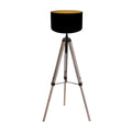 Vloerlamp Triek 4107ZW met zwart-gouden linnen kap Ø40 cm