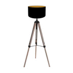 Vloerlamp Triek 4107ZW met zwart-gouden linnen kap Ø40 cm