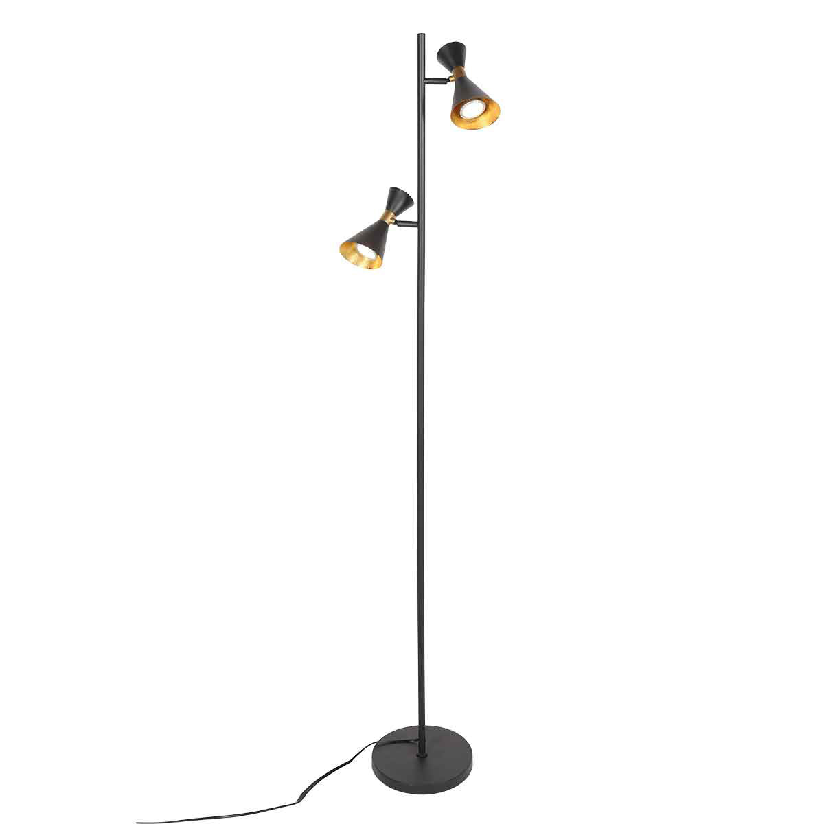 Zwarte 2 lichts vloerlamp Preto 4112ZW met GU10 fittingen