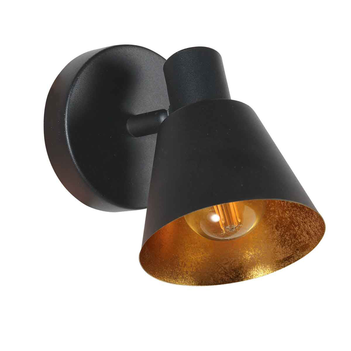 Zwarte 1 lichts spot / wandlamp Oeroe 4113ZW met E14 fitting