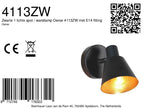 Zwarte 1 lichts spot / wandlamp Oeroe 4113ZW met E14 fitting