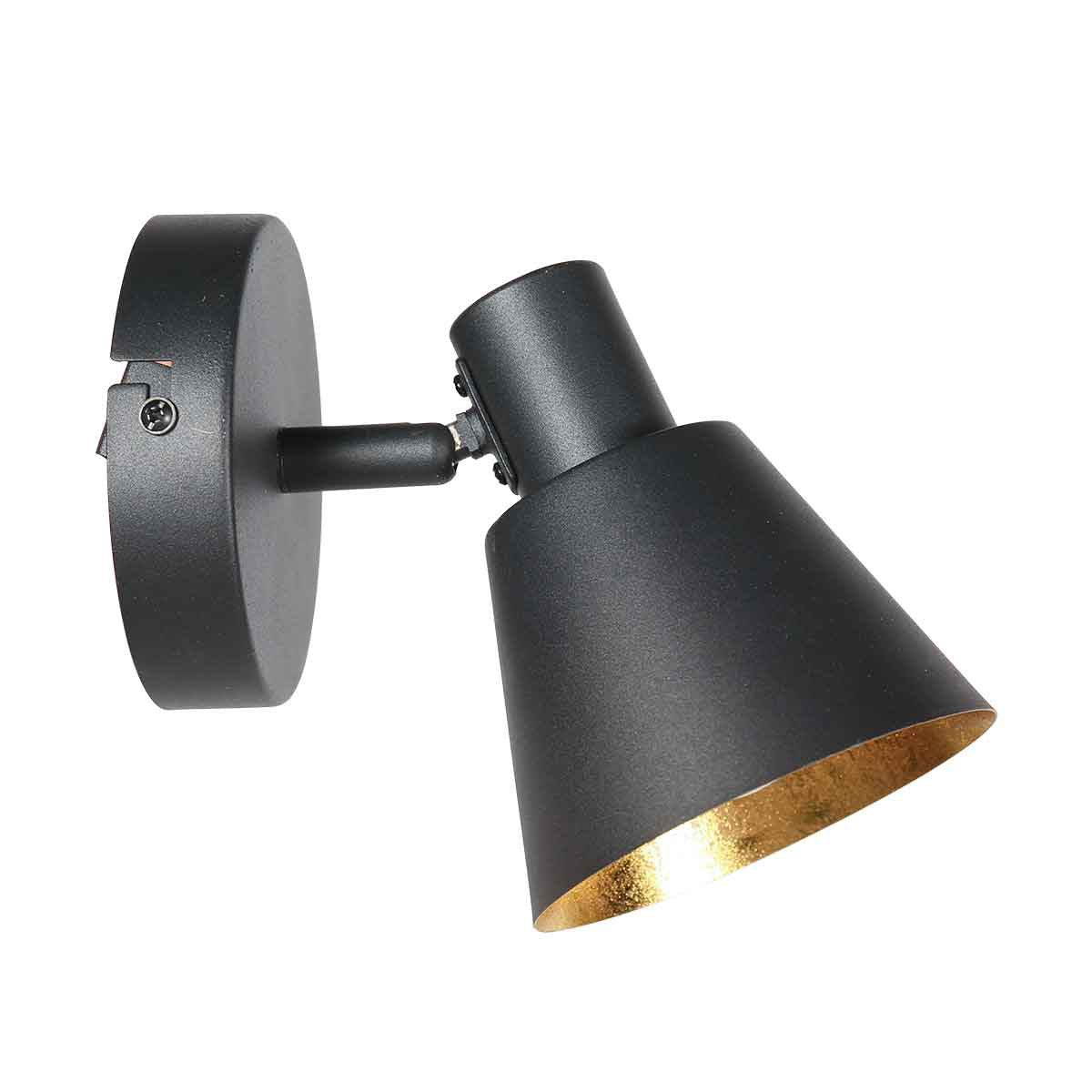 Zwarte 1 lichts spot / wandlamp Oeroe 4113ZW met E14 fitting