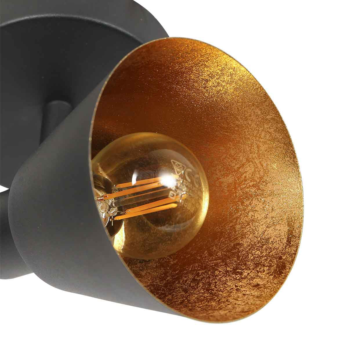 Zwarte 1 lichts spot / wandlamp Oeroe 4113ZW met E14 fitting