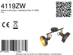 Zwarte 2 lichts spot / wandlamp Prato 4119ZW
