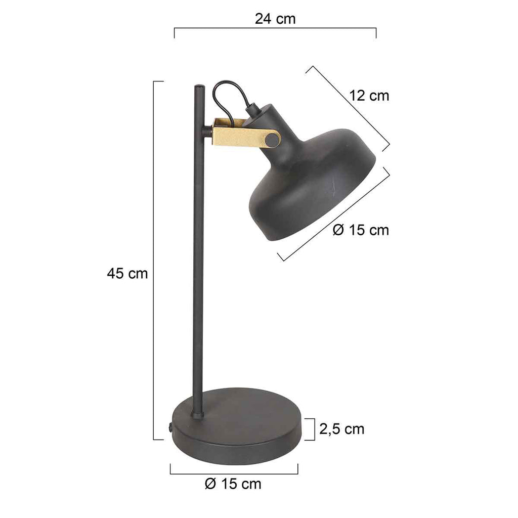 Zwarte 1 lichts tafellamp Prato 4120ZW met E14 fitting