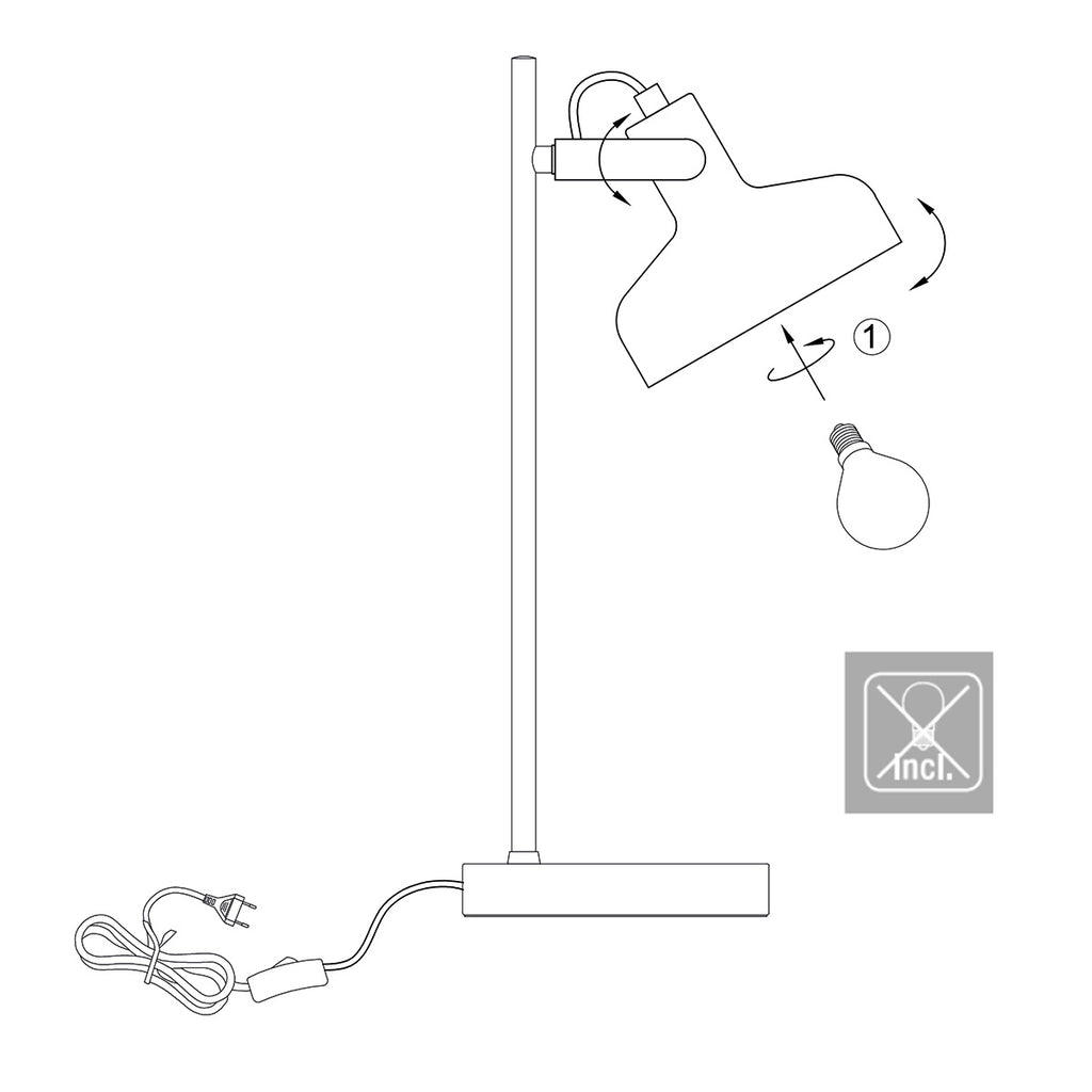 Zwarte 1 lichts tafellamp Prato 4120ZW met E14 fitting
