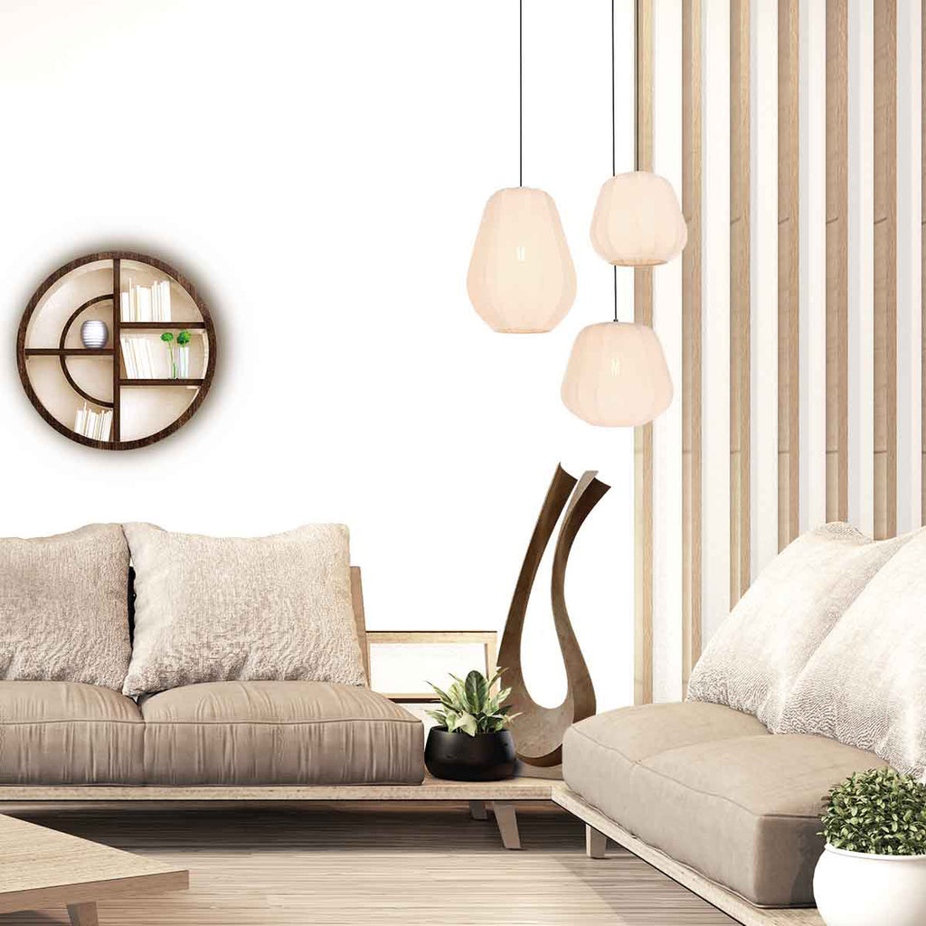 Hanglamp Sable 4124CR - warme sfeermaker met crème linnen kap Ø27 cm