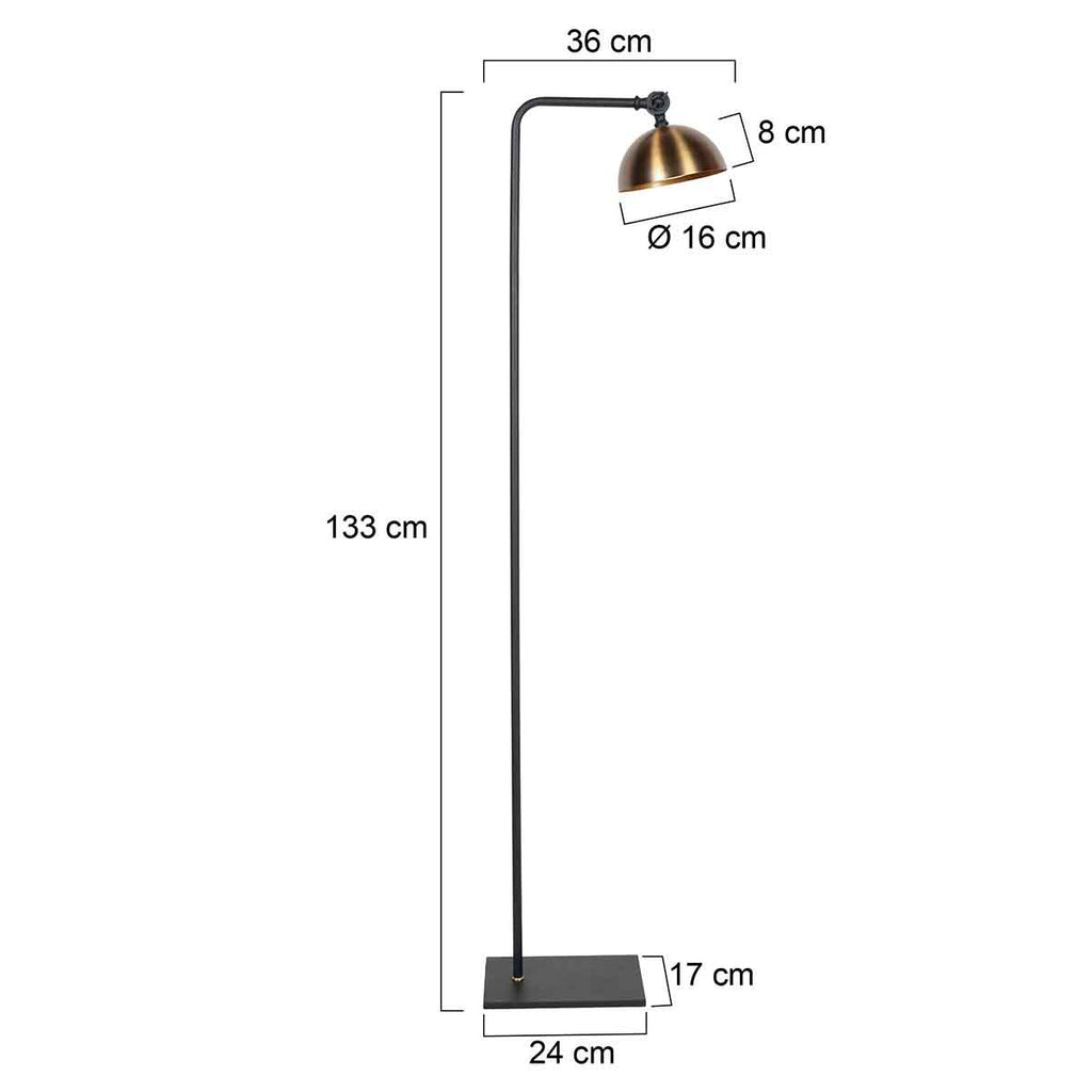 Vloerlamp Pintino 4125ZW zwart met brons GU10 leeslamp