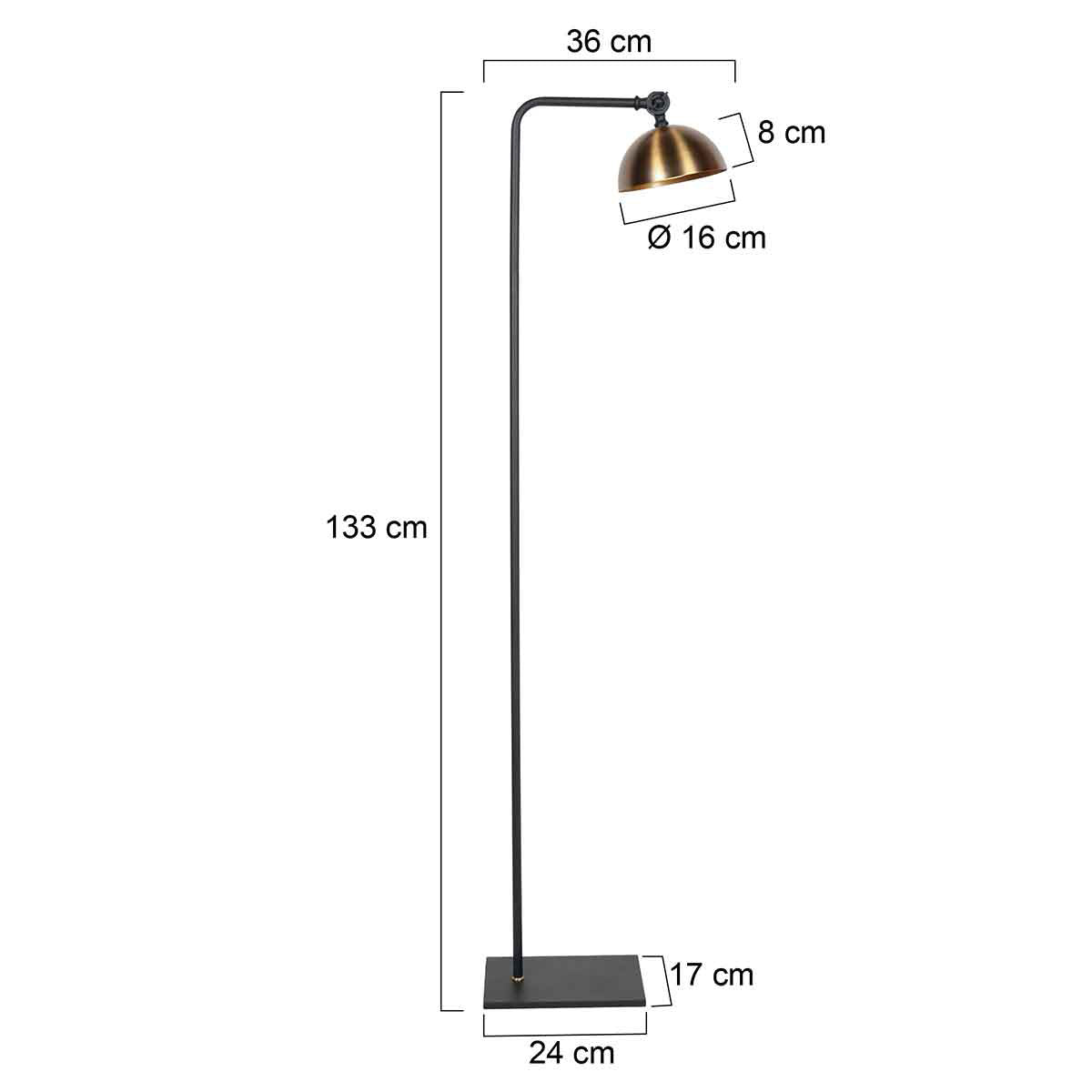 Vloerlamp Pintino 4125ZW zwart met brons GU10 leeslamp