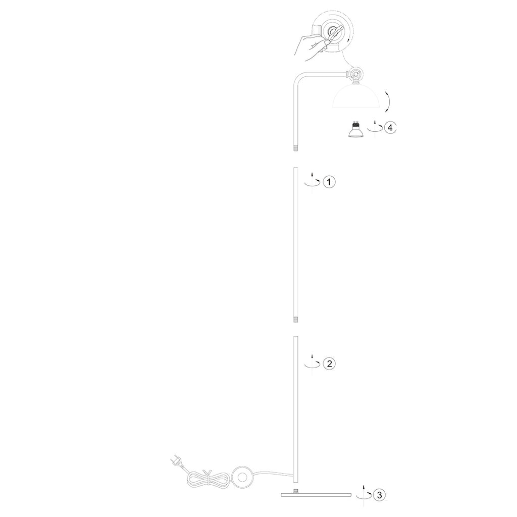 Vloerlamp Pintino 4125ZW zwart met brons GU10 leeslamp