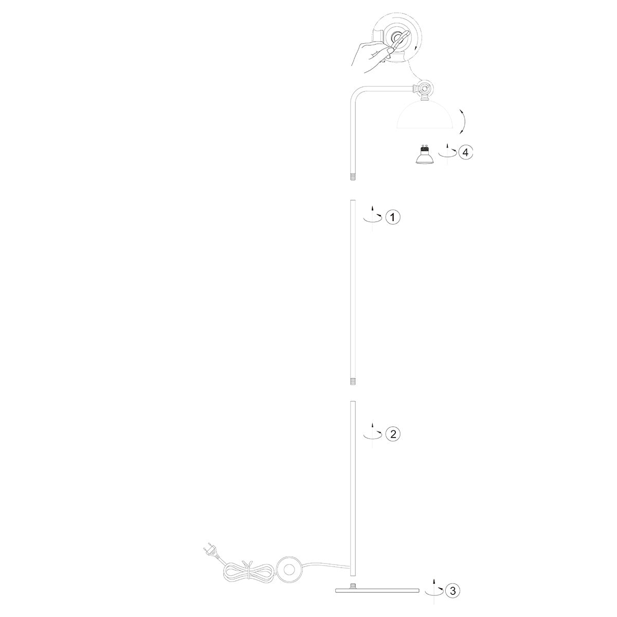 Vloerlamp Pintino 4125ZW zwart met brons GU10 leeslamp