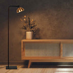 Vloerlamp Pintino 4125ZW zwart met brons GU10 leeslamp