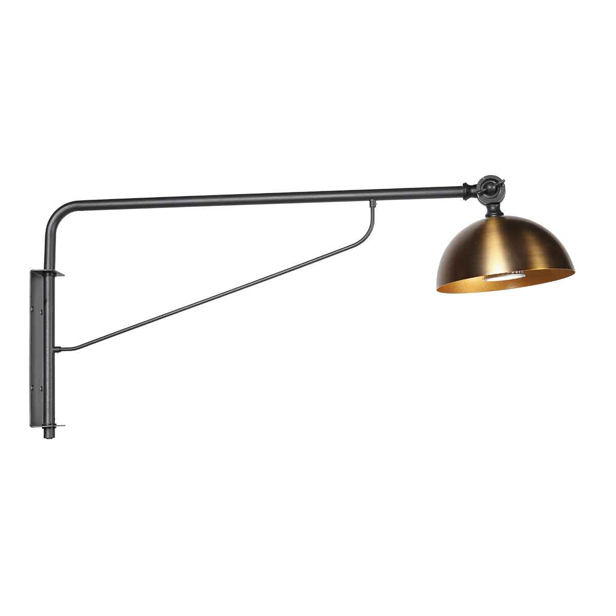 Wandlamp Pintino 4126ZW zwart met brons GU10