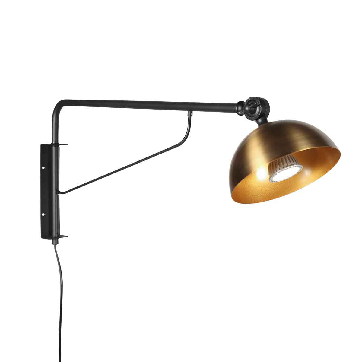 Wandlamp Pintino 4126ZW zwart met brons GU10