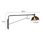 Wandlamp Pintino 4126ZW zwart met brons GU10