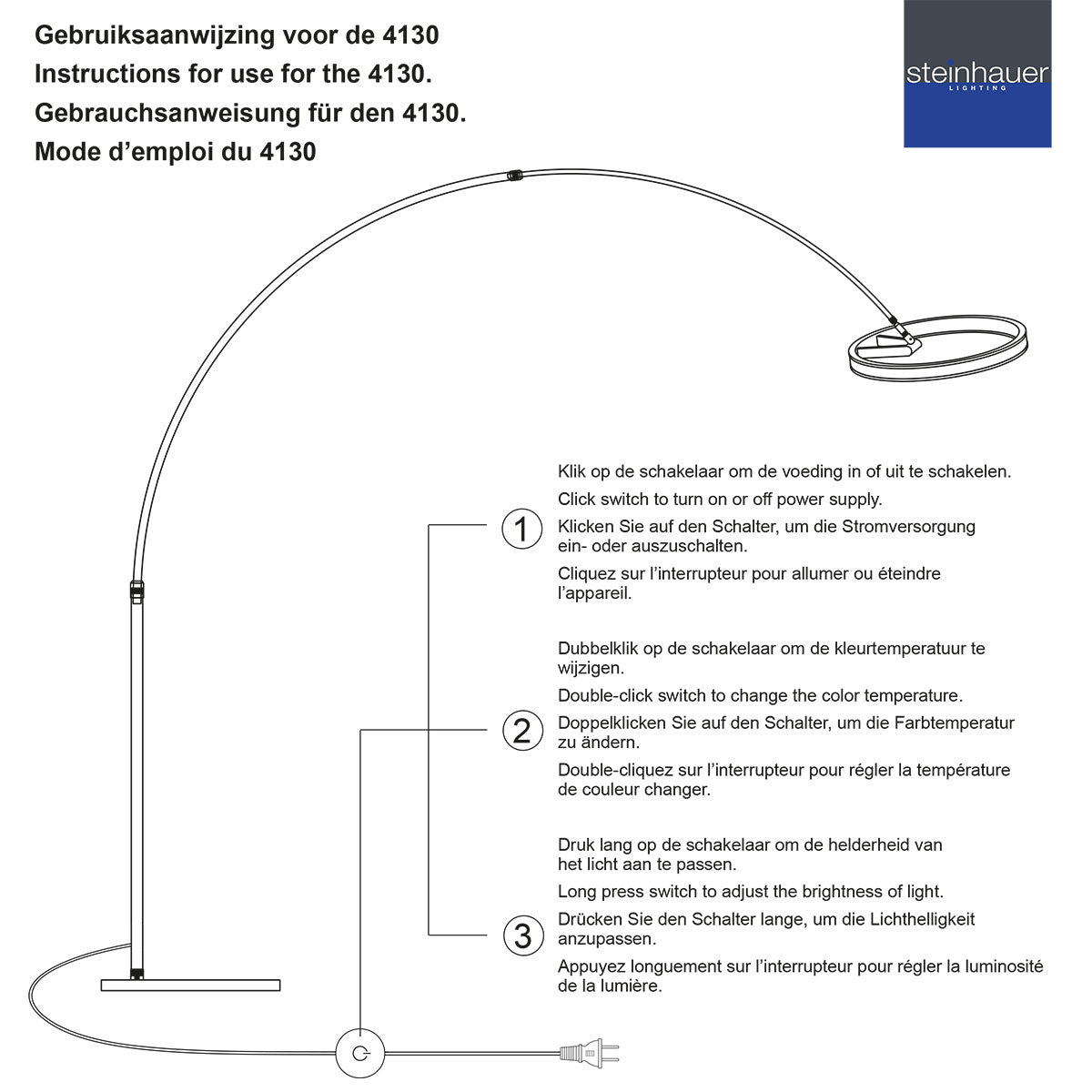 Booglamp Ringlux 4130GO zwart met goud luxe LED vloerlamp