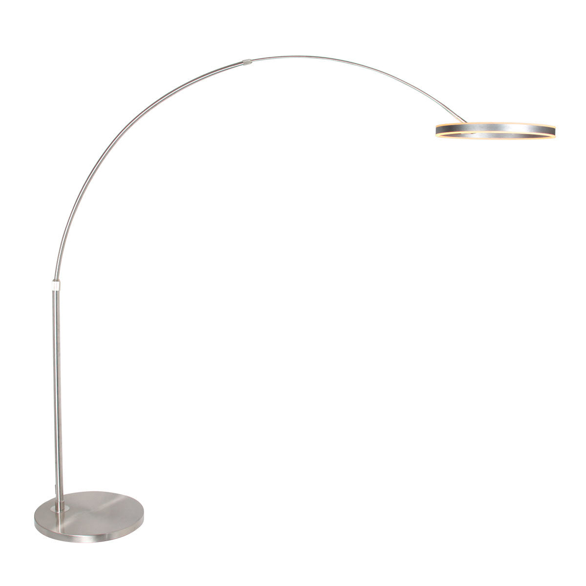 Booglamp Ringlux 4130ST staalkleurige LED vloerlamp met klasse