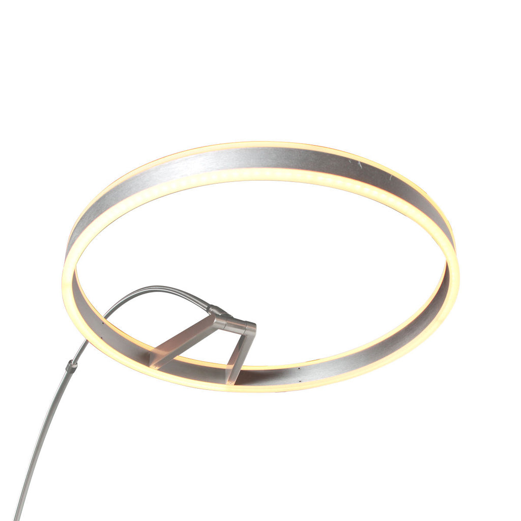 Booglamp Ringlux 4130ST staalkleurige LED vloerlamp met klasse