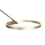 Booglamp Ringlux 4130ST staalkleurige LED vloerlamp met klasse