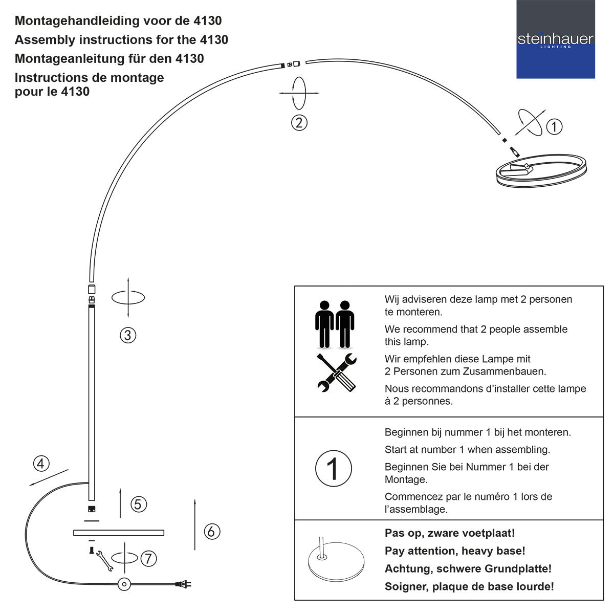 Booglamp Ringlux 4130ZW zwarte LED vloerlamp met allure