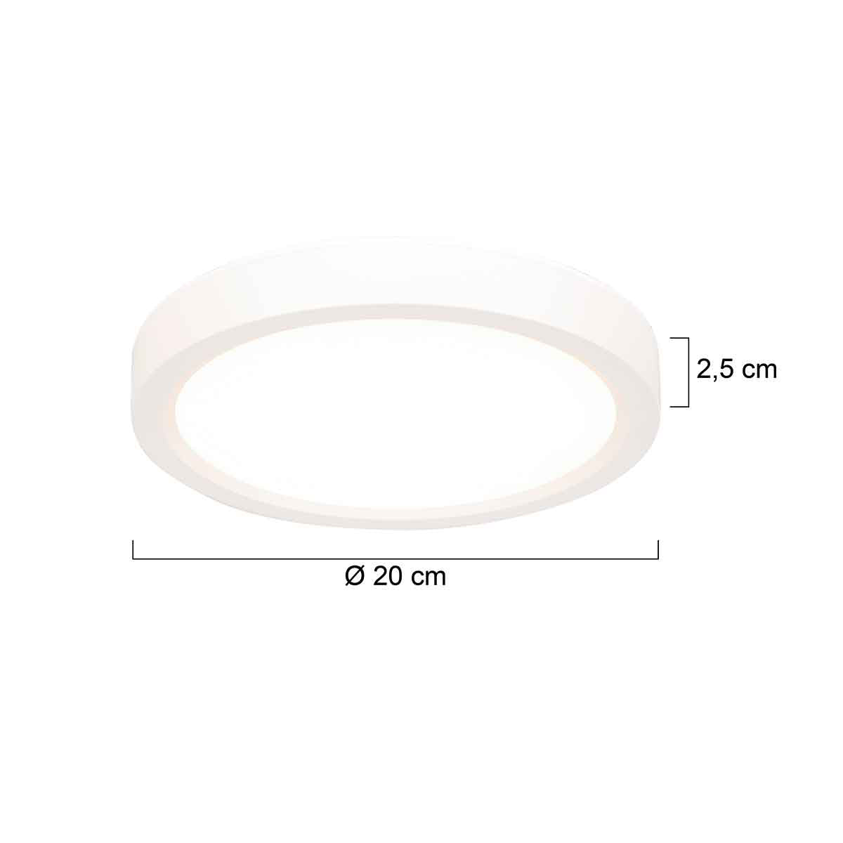 Witte Plafondlamp 4131W met 3 standen dimfunctie en lichtkleur instelbaarheid Ø20 cm