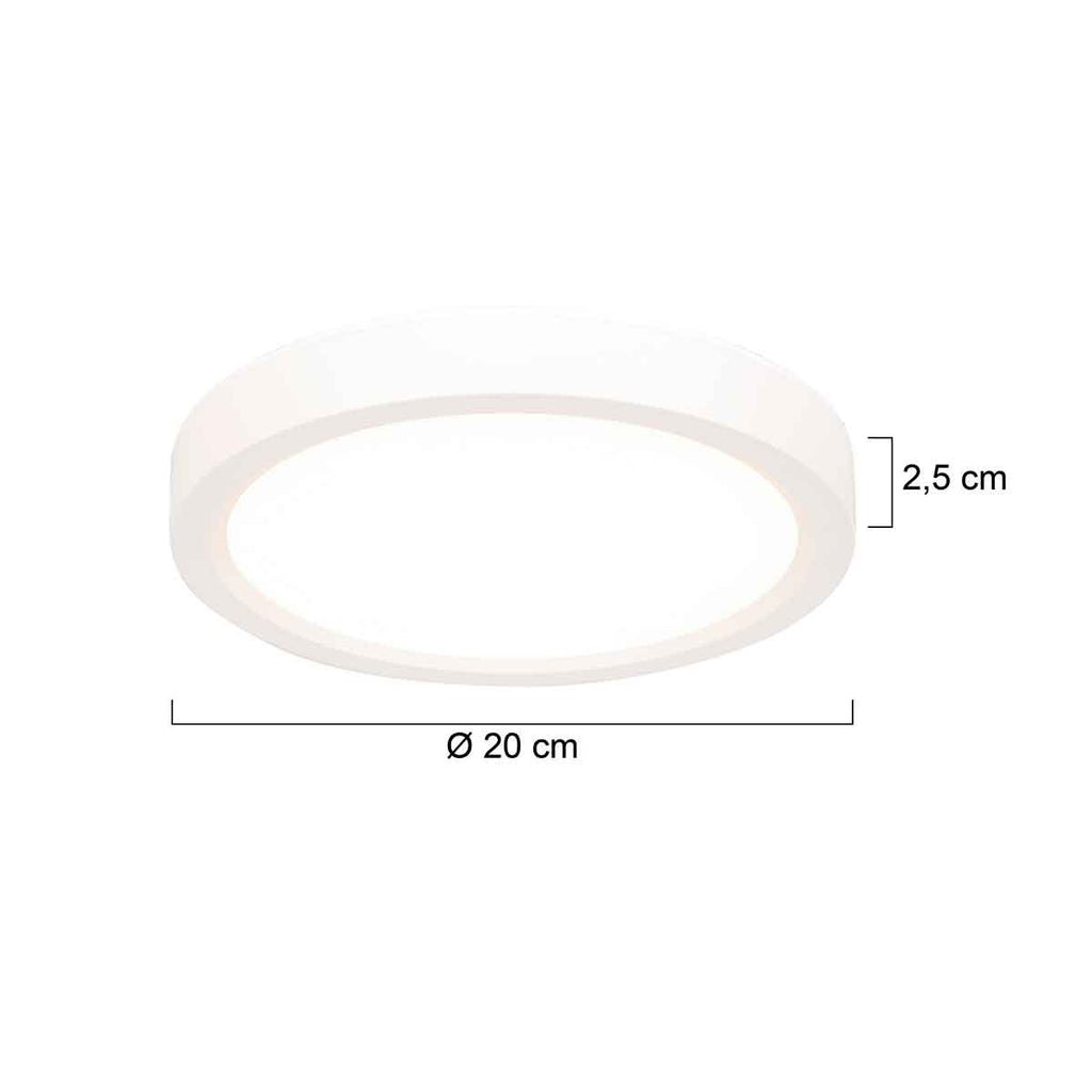 Witte Plafondlamp 4131W met 3 standen dimfunctie en lichtkleur instelbaarheid Ø20 cm
