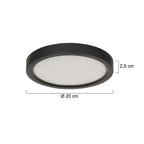 Zwarte Plafondlamp 4131ZW met 3 standen dimfunctie en lichtkleur instelbaarheid Ø20 cm