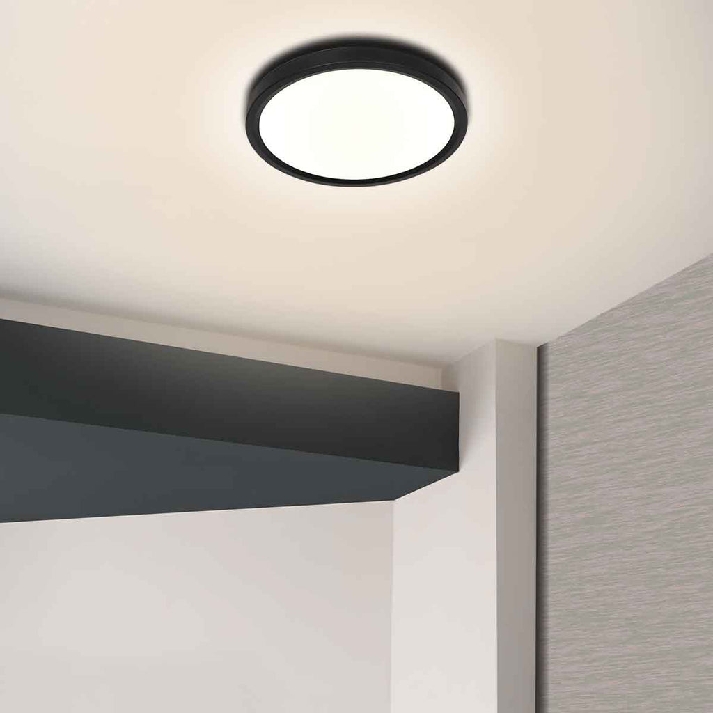Zwarte Plafondlamp 4131ZW met 3 standen dimfunctie en lichtkleur instelbaarheid Ø20 cm