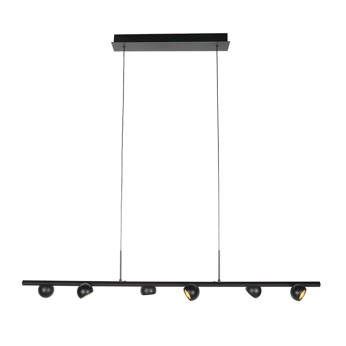 Zwarte hanglamp Marcadore 120cm breed 6 lichts