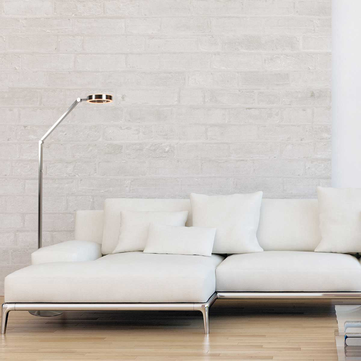Vloerlamp Ringlux 4138ST stalen LED leeslamp met touchdimmer