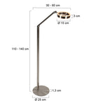 Vloerlamp Ringlux 4138ST stalen LED leeslamp met touchdimmer