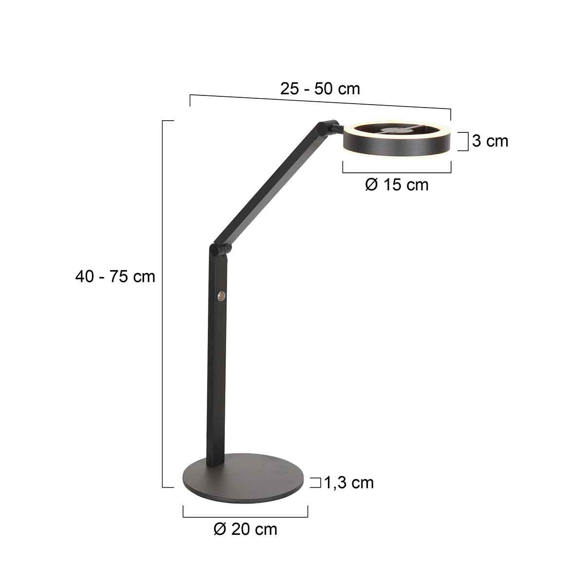 Tafellamp Ringlux 4139ZW zwarte LED lamp met dimmer