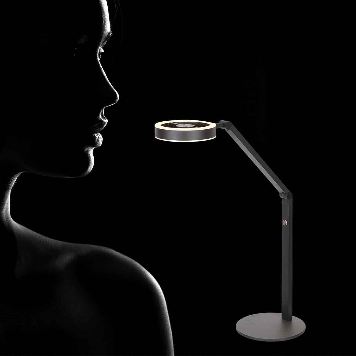Tafellamp Ringlux 4139ZW zwarte LED lamp met dimmer