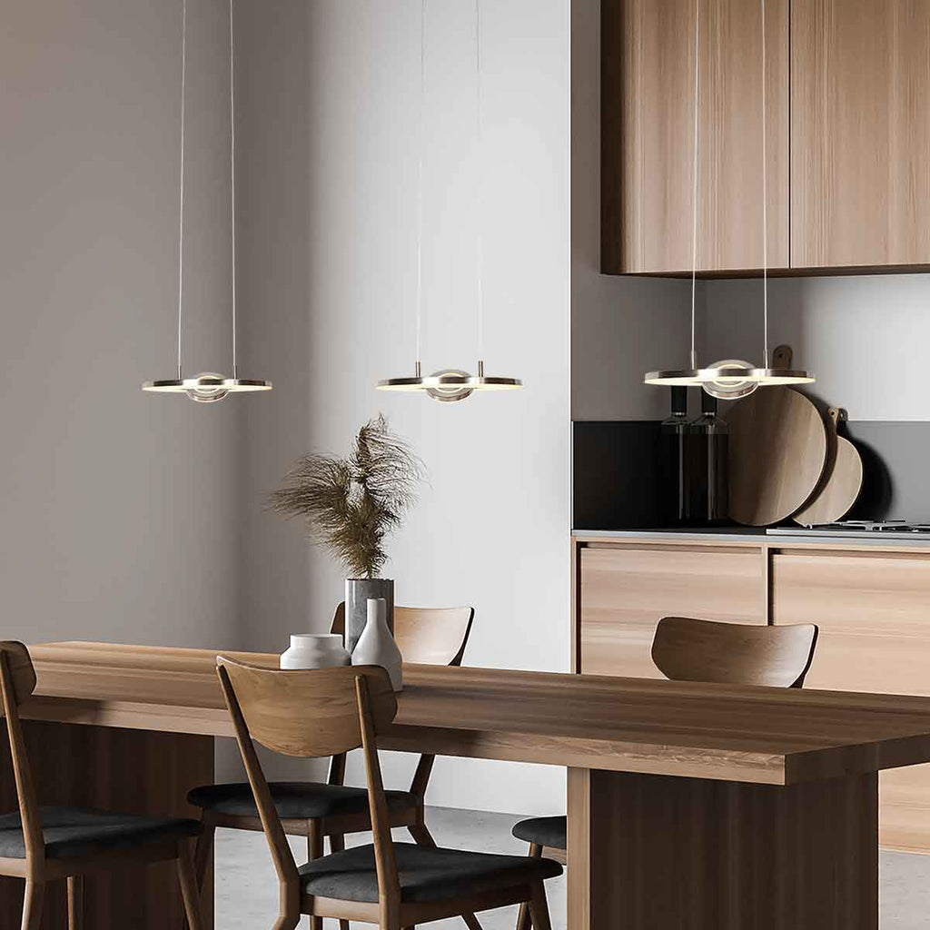 Staalkleurige hanglamp Soleil 4140ST met lift systeem