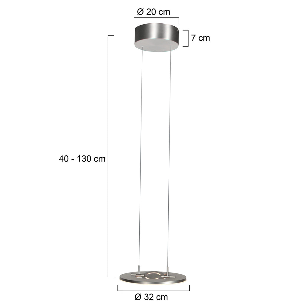 Staalkleurige hanglamp Soleil 4140ST met lift systeem