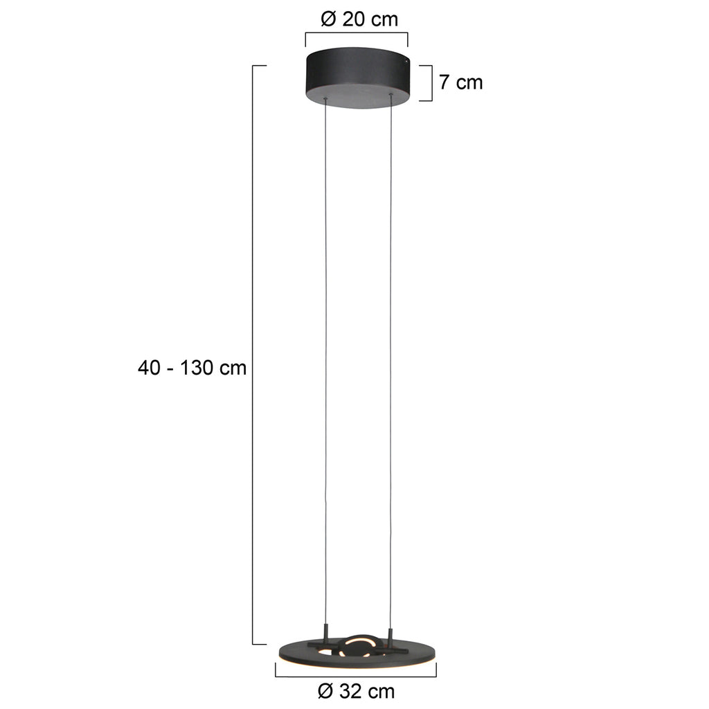 Zwarte hanglamp Soleil 4140ZW met lift systeem