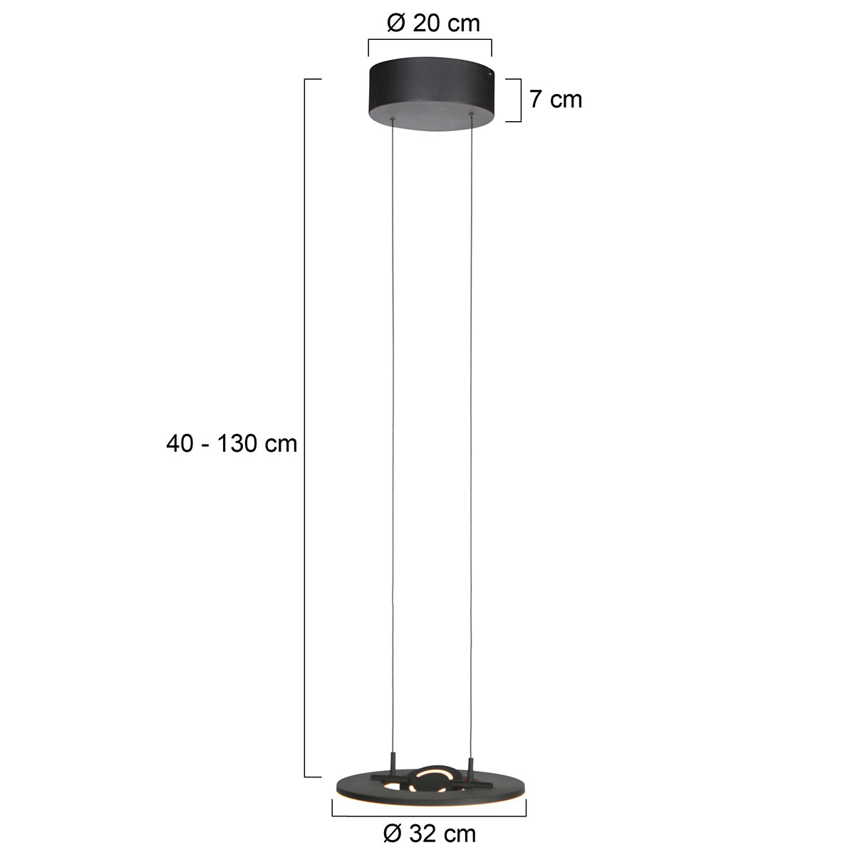 Zwarte hanglamp Soleil 4140ZW met lift systeem