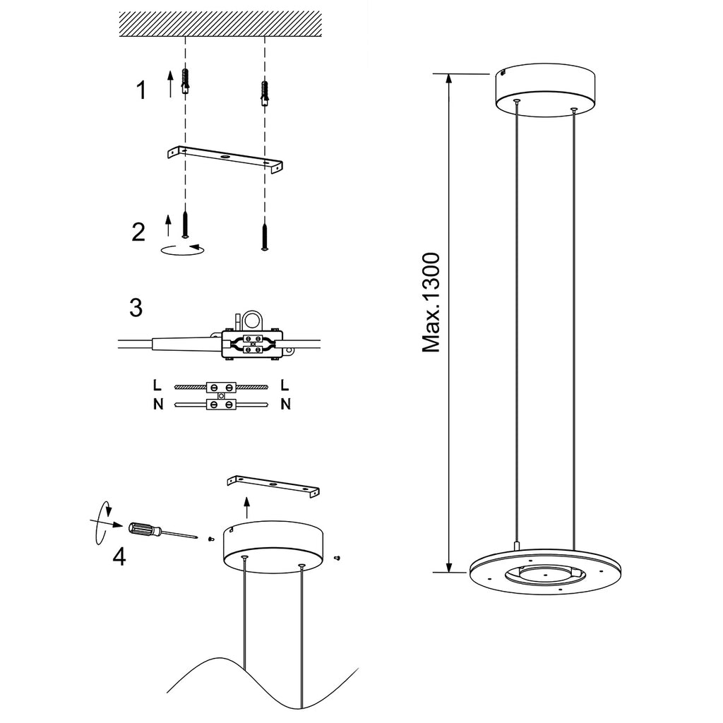 Zwarte hanglamp Soleil 4140ZW met lift systeem