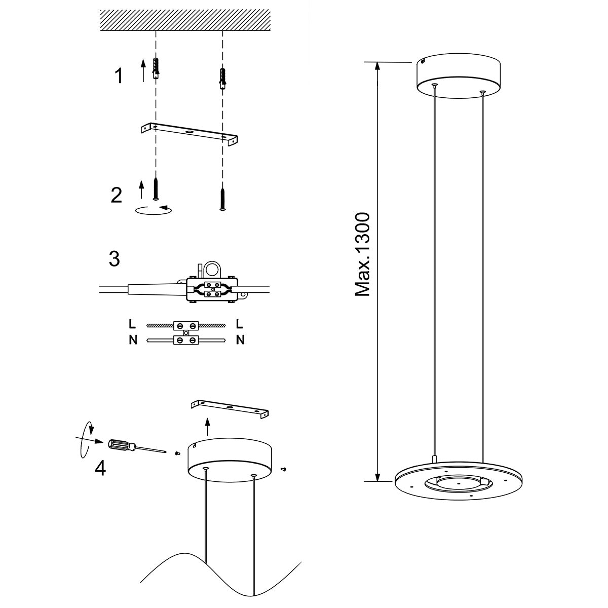 Zwarte hanglamp Soleil 4140ZW met lift systeem