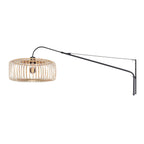 Wandlamp Breeza-Beach 4153ZW zwart met bamboe kap Ø50 cm