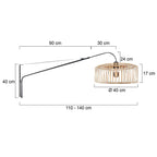 Wandlamp Breeza-Beach 4153ZW zwart met bamboe kap Ø50 cm