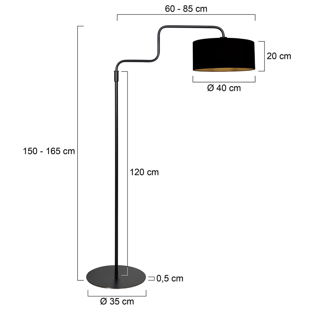 Vloerlamp Bloeba 4161ZW zwart met zwart linnen kap