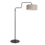 Vloerlamp Bloeba 4163ZW zwart met grijs grof linnen kap