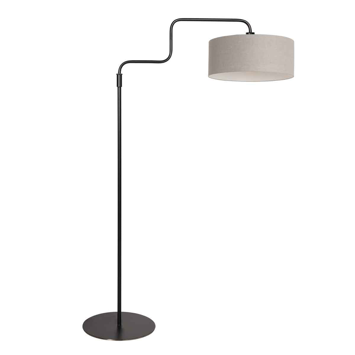 Vloerlamp Bloeba 4163ZW zwart met grijs grof linnen kap