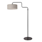 Vloerlamp Bloeba 4163ZW zwart met grijs grof linnen kap