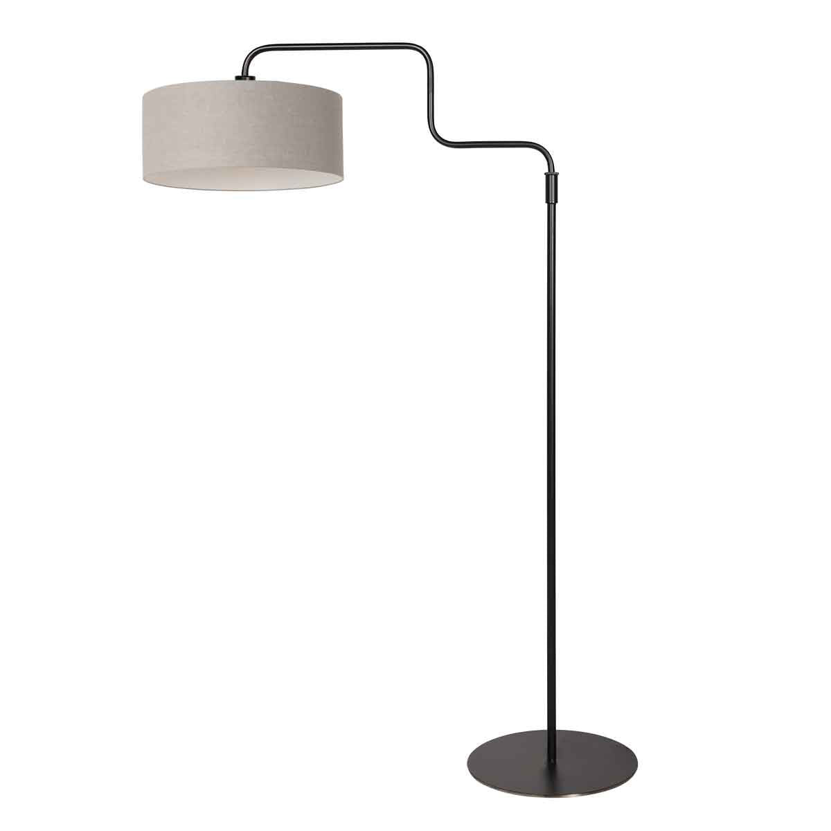 Vloerlamp Bloeba 4163ZW zwart met grijs grof linnen kap