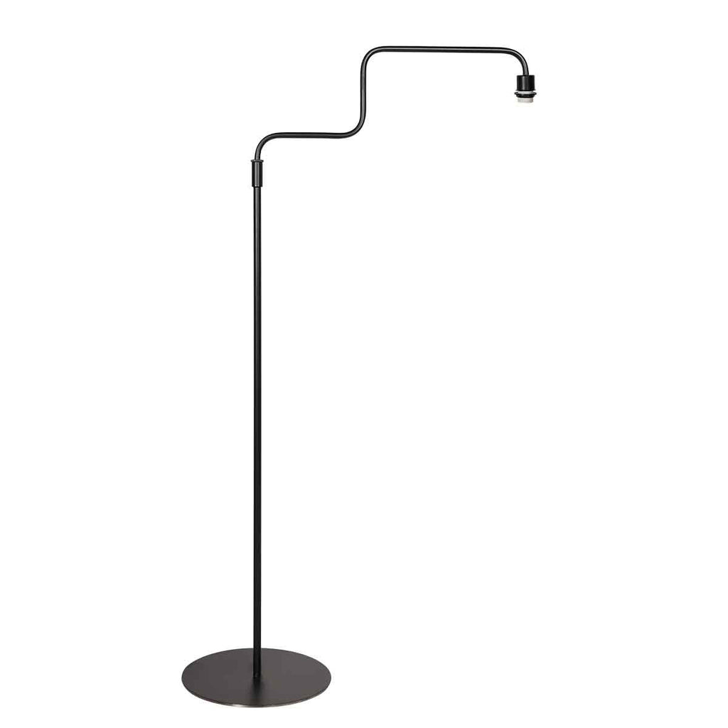 Vloerlamp Bloeba 4163ZW zwart met grijs grof linnen kap